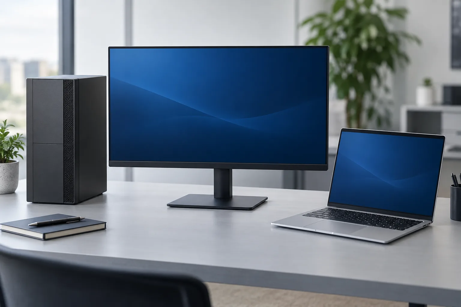 Desktop workstation and laptop