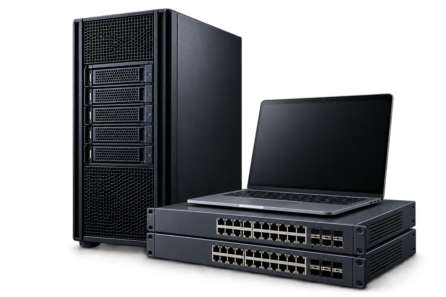 Enterprise server, laptop and network switches